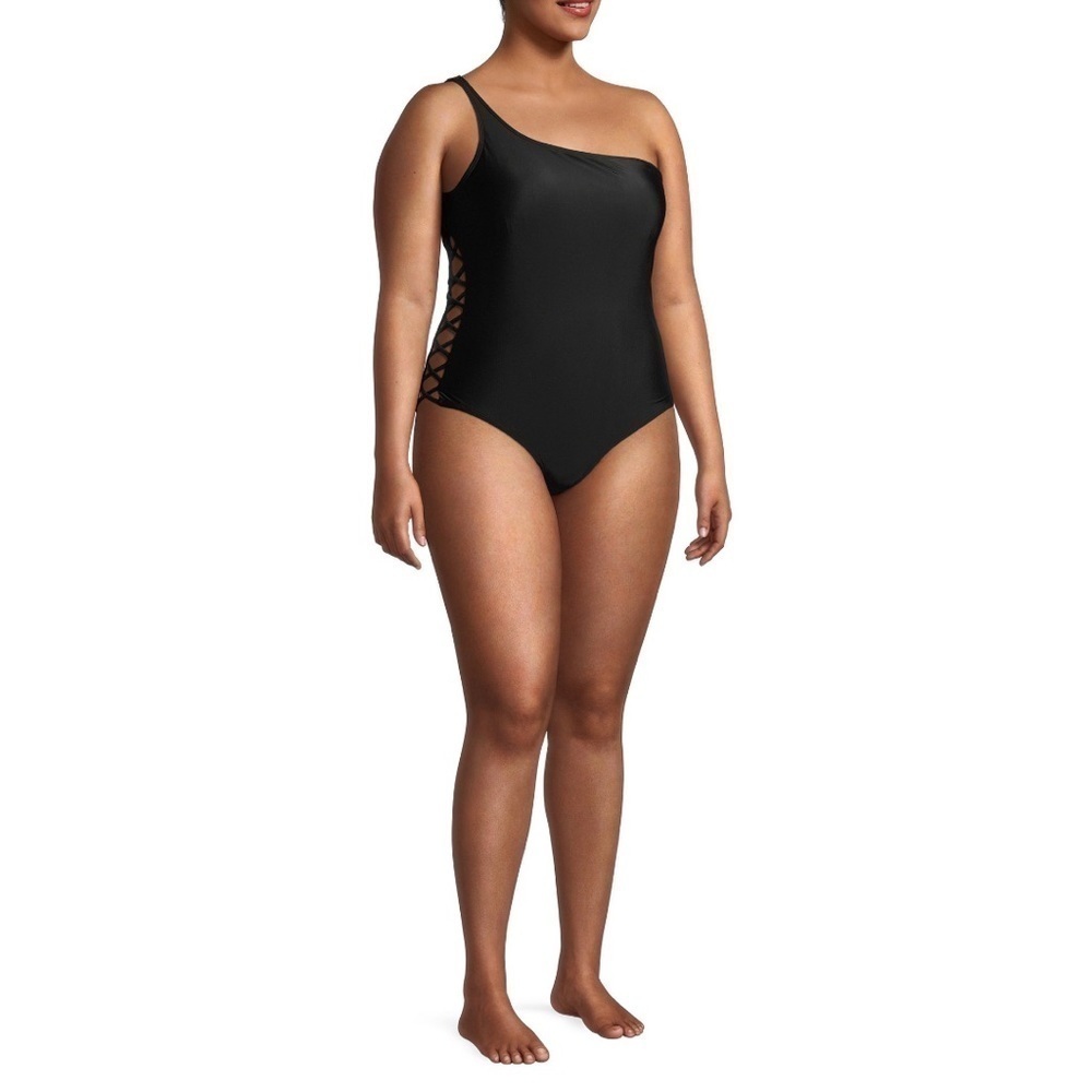 XOXO‎ NWT One Shoulder Cage Sides One Piece Swimsuit Size 3x
